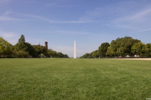 National Mall looking across the grass toward the Washington Monument