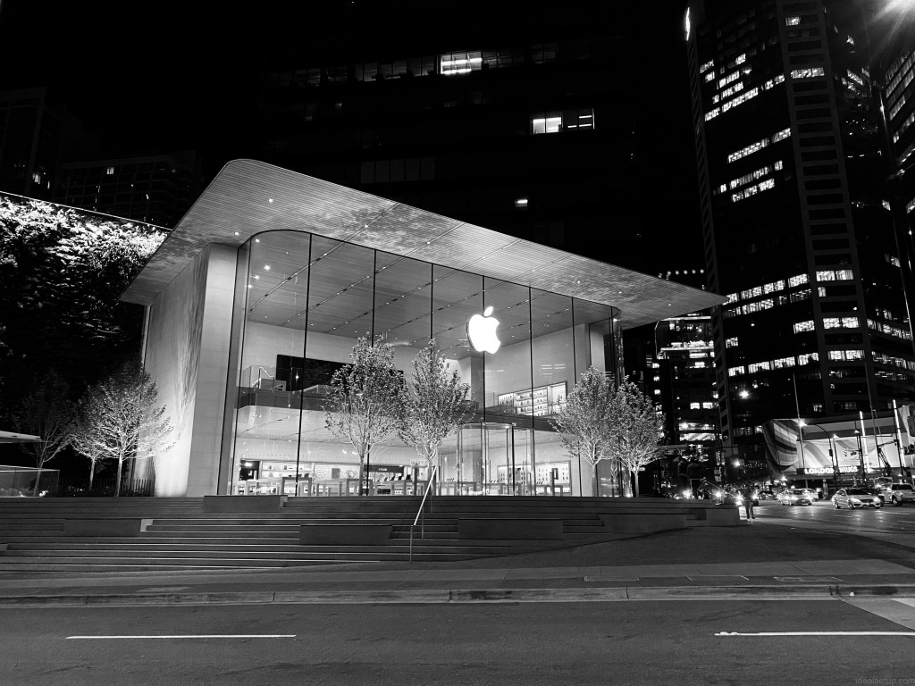 Apple Store in Vancouver at night